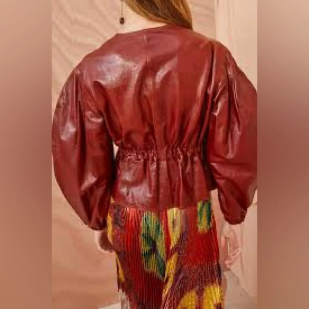 Ulla Johnson Briar Lamb Leather Jacket Mahogany Size Small NWOT - Picture 9 of 15